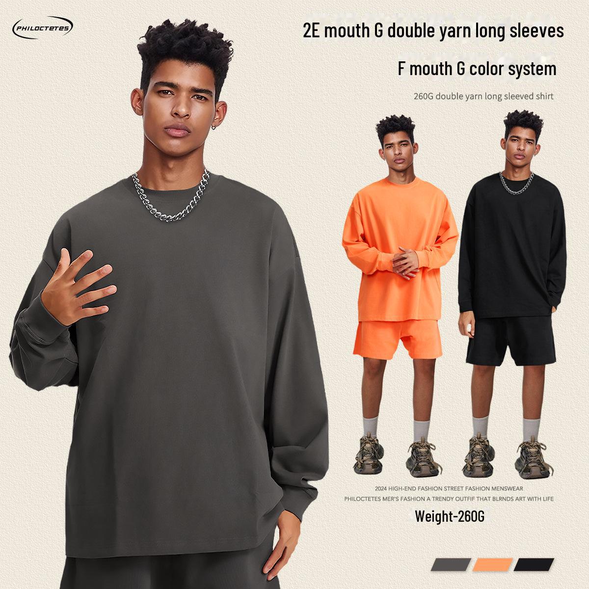 260g Heavy Double Yarn Long-Sleeve Unisex T-Shirt, Trendy Brand, Small Collar, Multicolor, Ideal for Autumn/Winter S білий
260g Heavy Double Yarn Long-Sleeve Unisex T-Shirt, Trendy Brand, Small Collar, Multicolor, Ideal for Autumn/Winter S білий