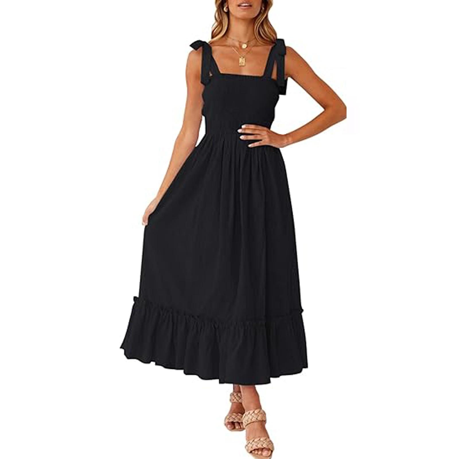 Женские модные богемные бретели с квадратным вырезом, однотонные пляжные длинные платья трапециевидной формы с рюшами M чёрный
Женские модные богемные бретели с квадратным вырезом, однотонные пляжные длинные платья трапециевидной формы с рюшами M чёрный