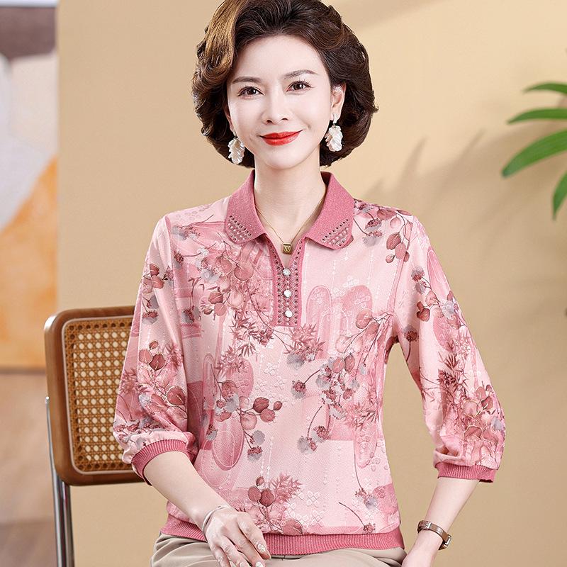 New Floral Ice Silk Top for Moms - Mid-Aged & Elderly Short-Sleeved Lapel Shirt XL (Recommended 100-110 lbs) червоний
New Floral Ice Silk Top for Moms - Mid-Aged & Elderly Short-Sleeved Lapel Shirt XL (Recommended 100-110 lbs) червоний