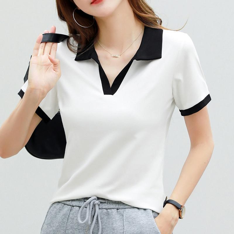 Летняя женская футболка с коротким рукавом в стиле пэчворк, белая, черная женская футболка с v-образным вырезом, женская одежда
Летняя женская футболка с коротким рукавом в стиле пэчворк, белая, черная женская футболка с v-образным вырезом, женская одежда
