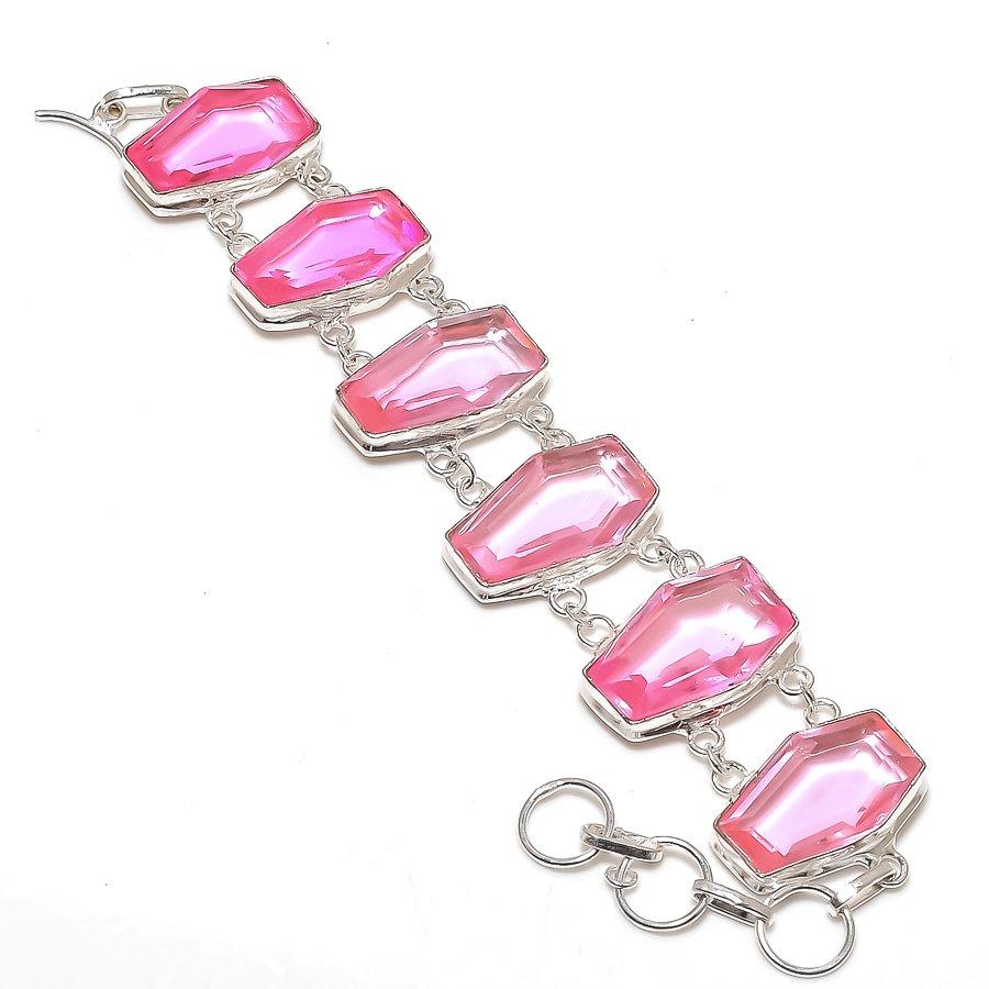 Natural Pink Kunzite Gemstone Handmade 925 Sterling Silver Bracelet 7-8 v4v85
Natural Pink Kunzite Gemstone Handmade 925 Sterling Silver Bracelet 7-8 v4v85