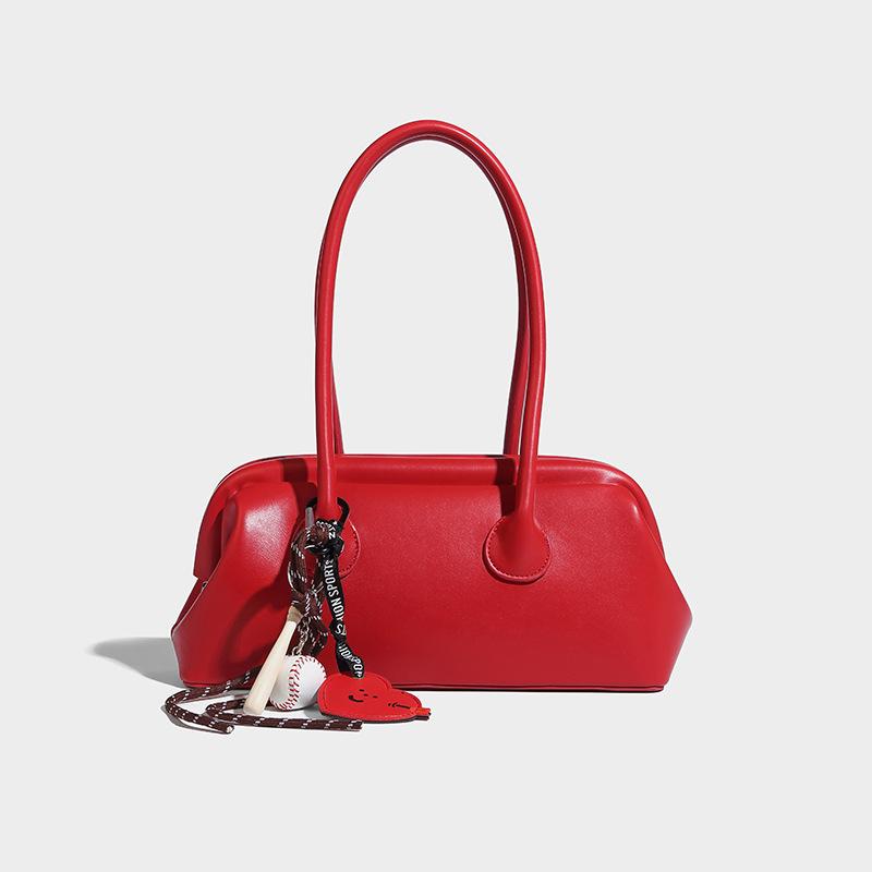 Портативная сумка через плечо Niche Clip Design 2024 года, новая модная универсальная, большая вместимость, однотонная, цветная красный