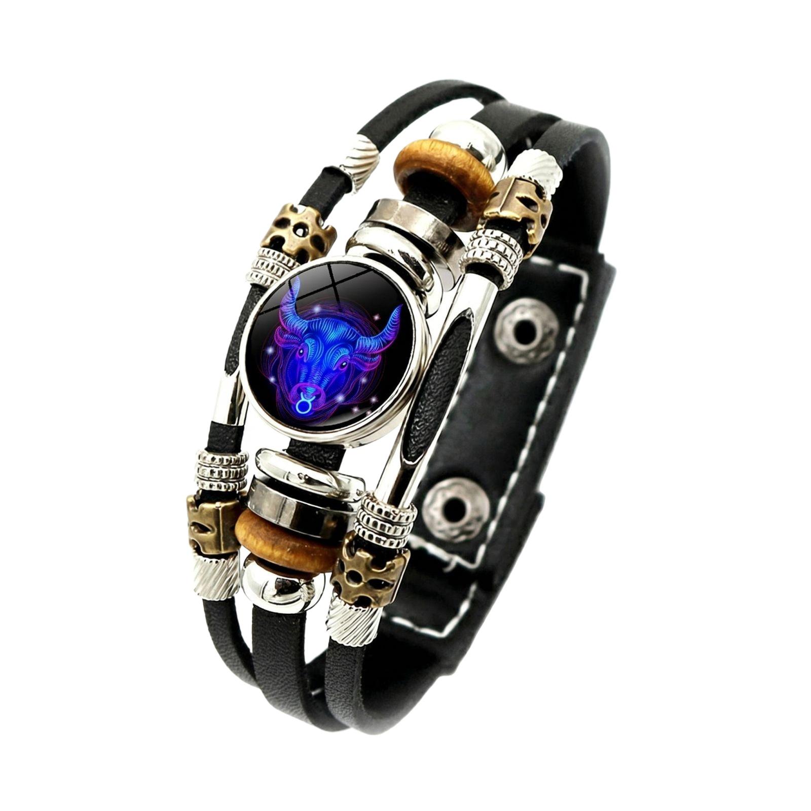 Glow In The Dark Zodiac Sign Leather Bracelet Adjustable Multi Layer Band With Metal And Wooden Beads For Men And Women One Size
Glow In The Dark Zodiac Sign Leather Bracelet Adjustable Multi Layer Band With Metal And Wooden Beads For Men And Women One Size