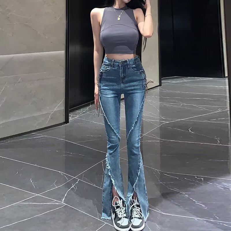 Women s Slim Fit High Waist Lace-Up Flared Jeans with Raw Edge and Slit - Retro Spring/Autumn Style Large синий
Women s Slim Fit High Waist Lace-Up Flared Jeans with Raw Edge and Slit - Retro Spring/Autumn Style Large синий