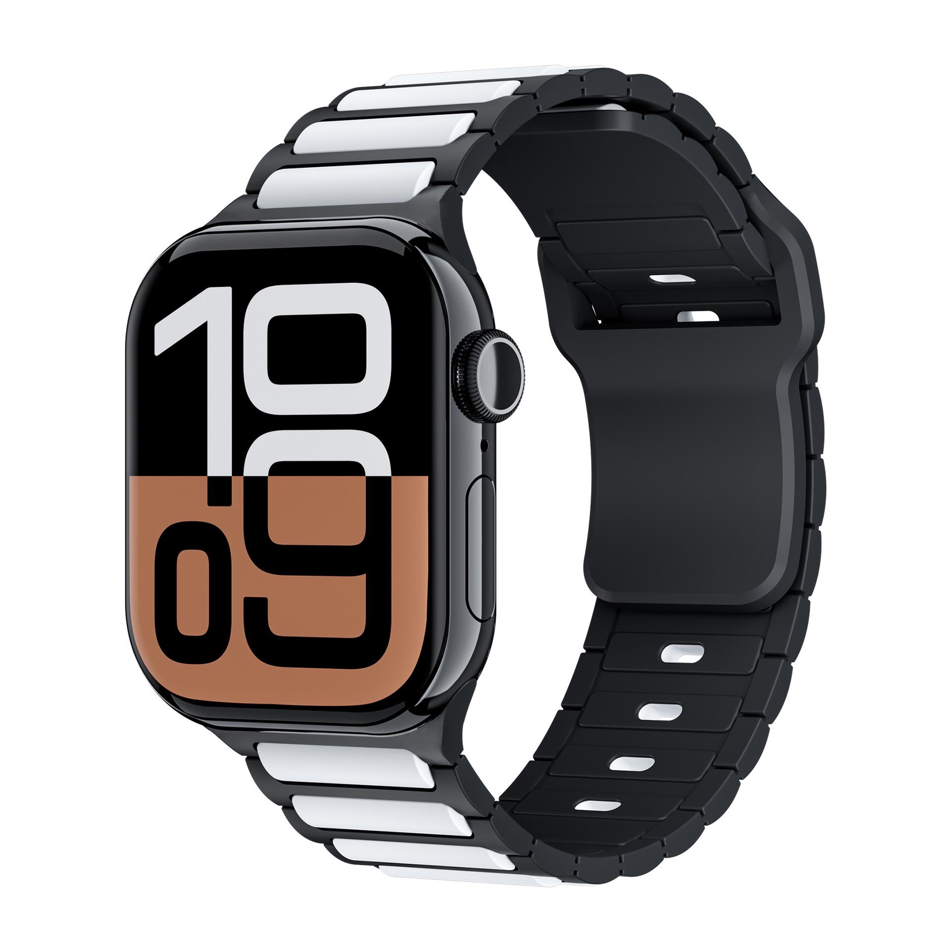 Совместимо для Apple iWatch 11: Двухцветный магнитный силиконовый ремешок для часов Apple S9/8 Ultra. 38/40/41mm чёрный/белый
Совместимо для Apple iWatch 11: Двухцветный магнитный силиконовый ремешок для часов Apple S9/8 Ultra. 38/40/41mm чёрный/белый