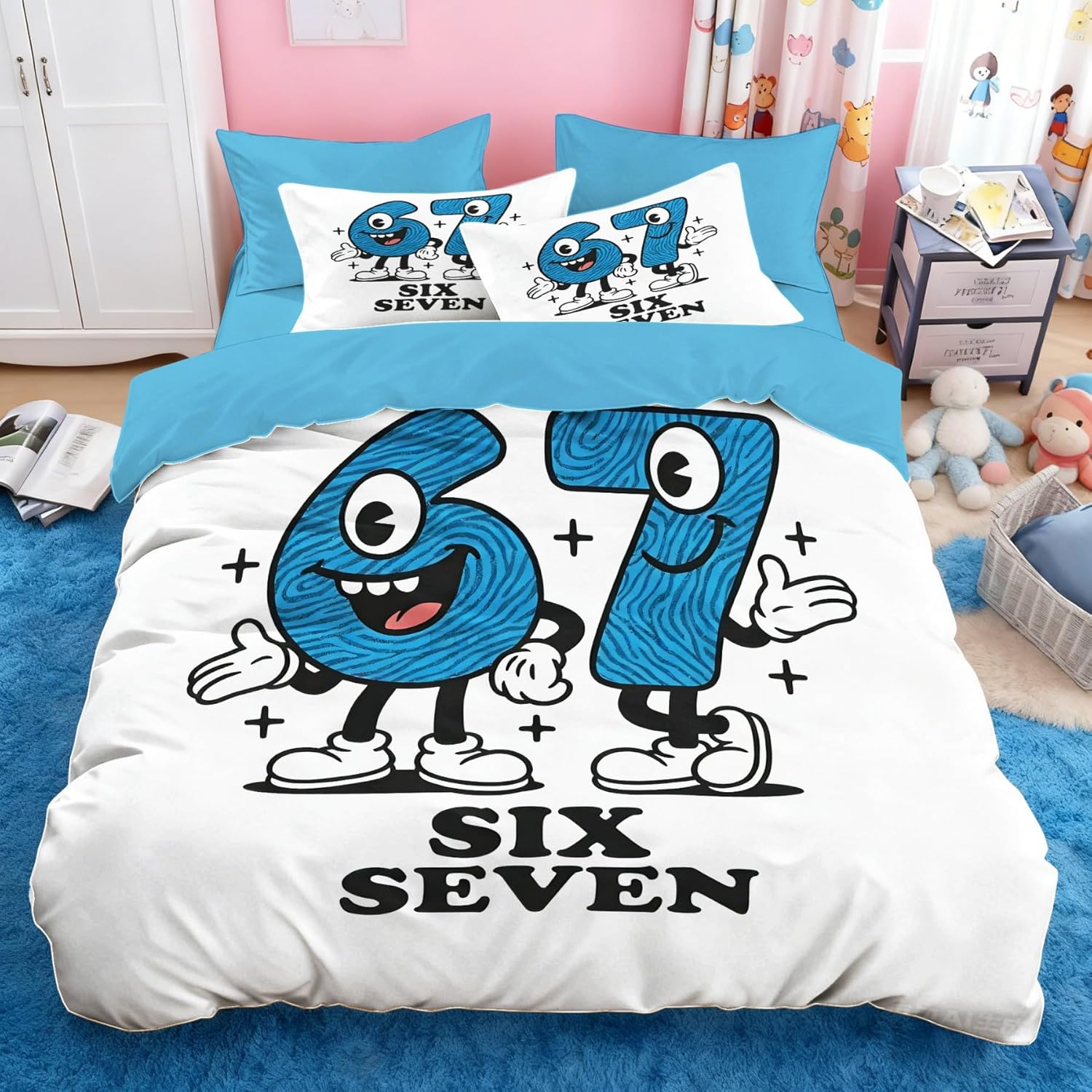 Number Cartoon 67 Six Seven Print Bedding Set Modern Style Duvet Cover Set King Queen Twin Size Birthday Gift for Bedroom Decor 135x200cm
Number Cartoon 67 Six Seven Print Bedding Set Modern Style Duvet Cover Set King Queen Twin Size Birthday Gift for Bedroom Decor 135x200cm
