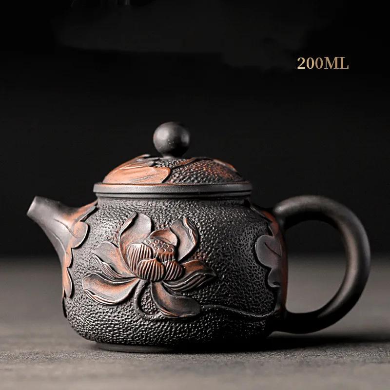 Purple pottery hand carved teapot household ceramic single teapot Kung Fu tea set tea ceremony container
Purple pottery hand carved teapot household ceramic single teapot Kung Fu tea set tea ceremony container
