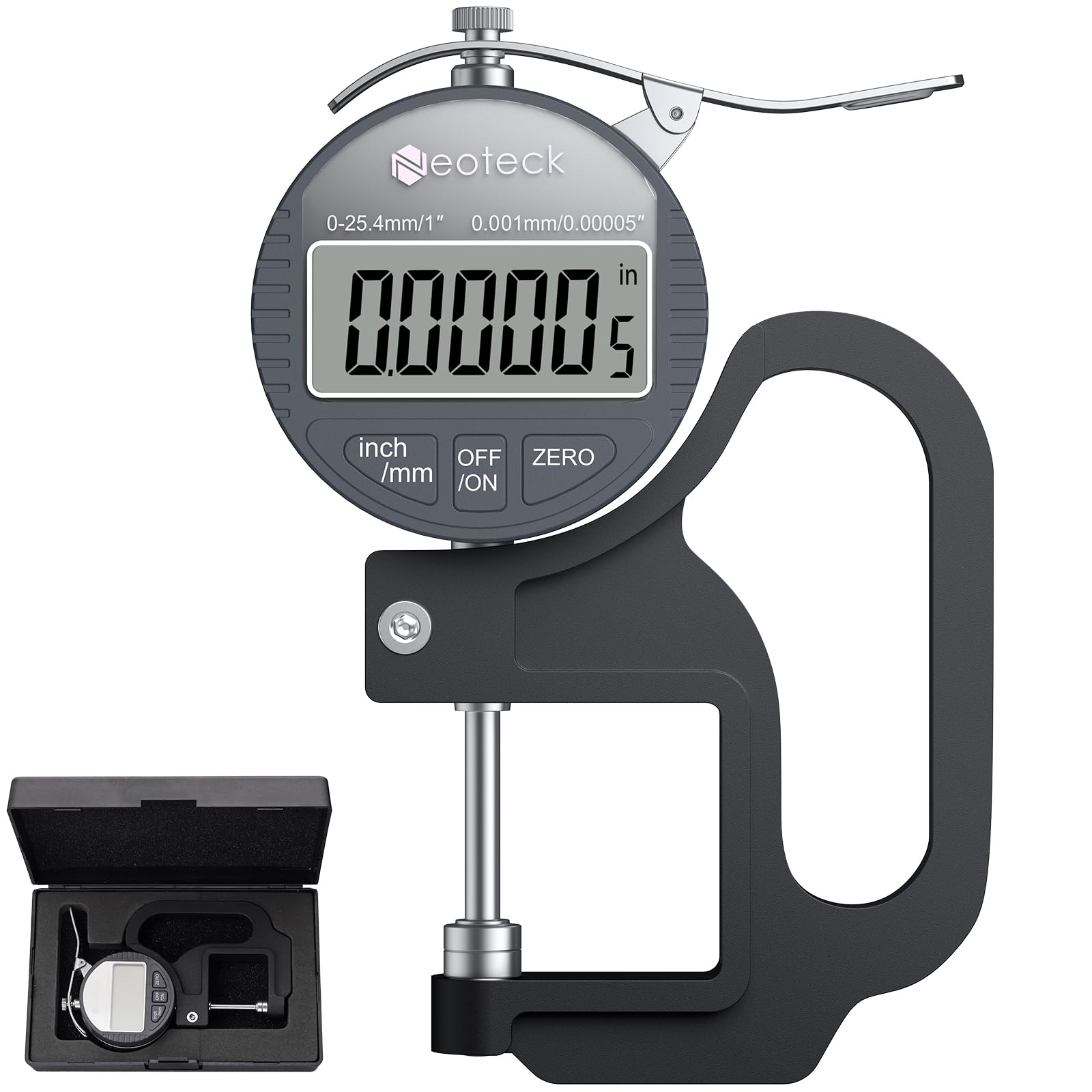 Neoteck Digital Thickness Aluminum Alloy Measurement Large LCD Thickness Gauge Gauge, Construction, 0.001mm Accuracy, 0-25.4mm Range, Display,
Neoteck Digital Thickness Aluminum Alloy Measurement Large LCD Thickness Gauge Gauge, Construction, 0.001mm Accuracy, 0-25.4mm Range, Display,