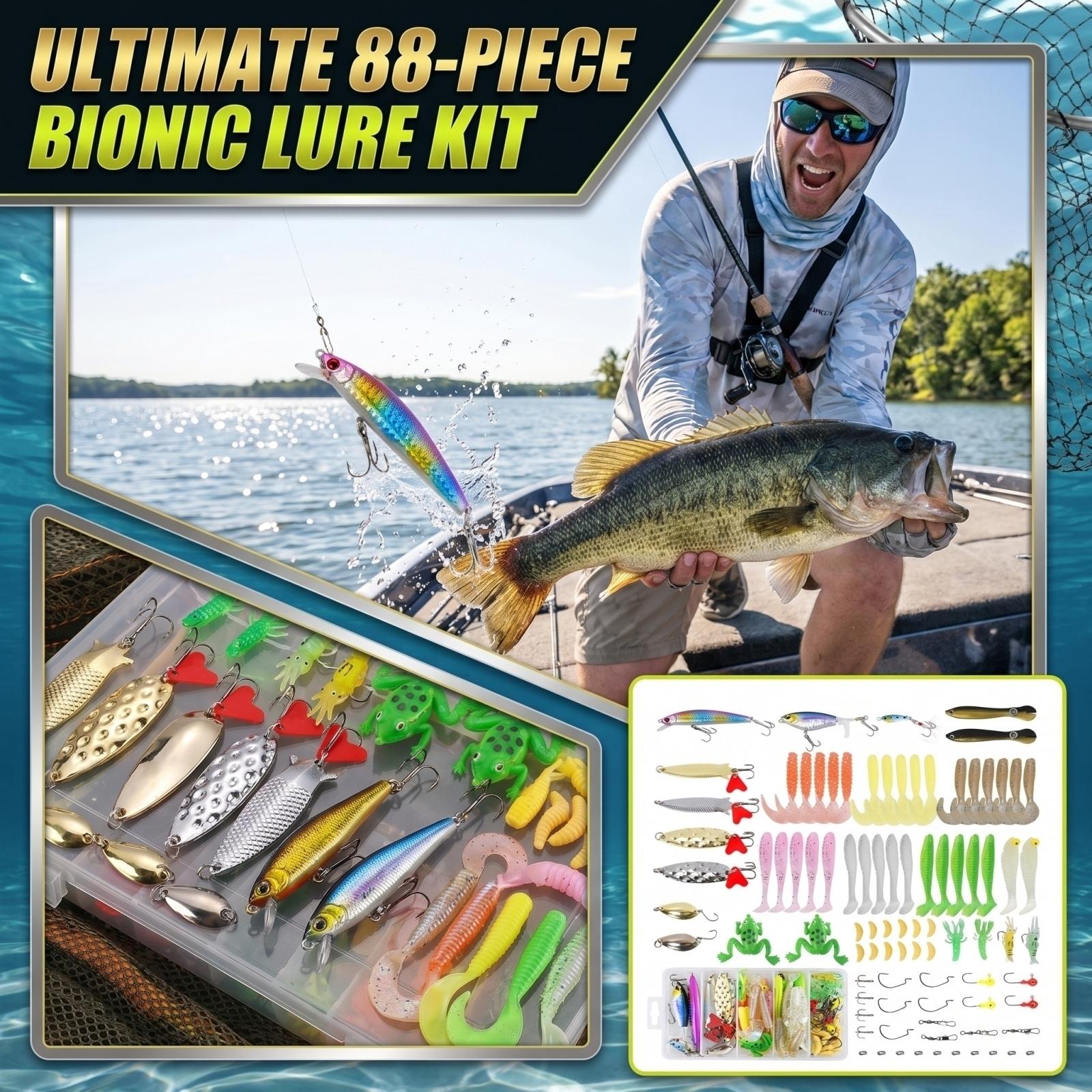 88PCS Fishing Lure Kit Bionic Soft Bait Hard Bait Spinner Bait Set with Hooks for Freshwater Saltwater Fishing Tackle Accessories one size
88PCS Fishing Lure Kit Bionic Soft Bait Hard Bait Spinner Bait Set with Hooks for Freshwater Saltwater Fishing Tackle Accessories one size