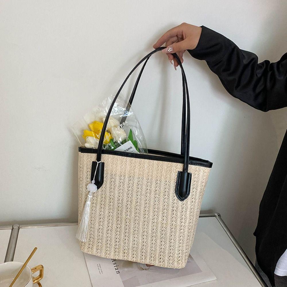 Fashion Bohemian Shoulder Bag Simple Summer Beach Straw Handbag Sweet Weave Tote Bag Summer рожевий
Fashion Bohemian Shoulder Bag Simple Summer Beach Straw Handbag Sweet Weave Tote Bag Summer рожевий