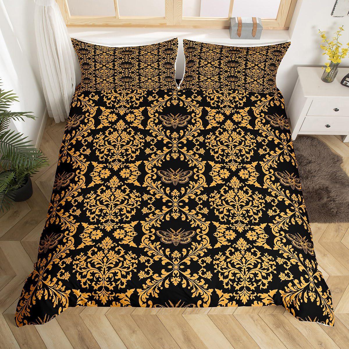 Black and Gold Floral Down Comforter Set - Bedding Set - 3 Piece Comforter Cover Set 135*200cm
Black and Gold Floral Down Comforter Set - Bedding Set - 3 Piece Comforter Cover Set 135*200cm