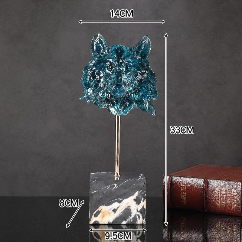 Resin Handicrafts Transparent Colored Simulated Animal Sculptures Wolf Head Ornament Wolf Decorative Figurines Home Decoration
Resin Handicrafts Transparent Colored Simulated Animal Sculptures Wolf Head Ornament Wolf Decorative Figurines Home Decoration