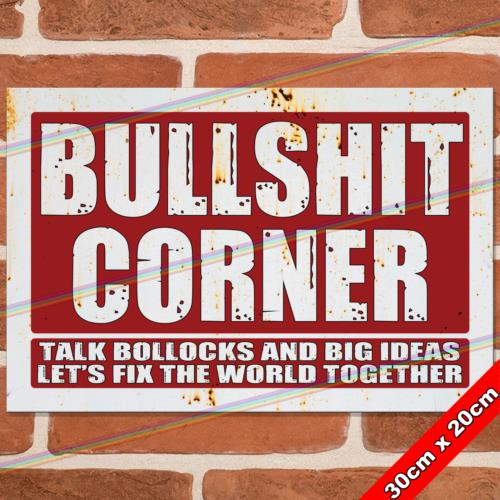 BULLSHIT CORNER cm Metal Signs Mancave Shed Bar Pub Garage Gift Funny Tin SignAluminum 20x30cm(7.8x11.8inch)
BULLSHIT CORNER cm Metal Signs Mancave Shed Bar Pub Garage Gift Funny Tin SignAluminum 20x30cm(7.8x11.8inch)