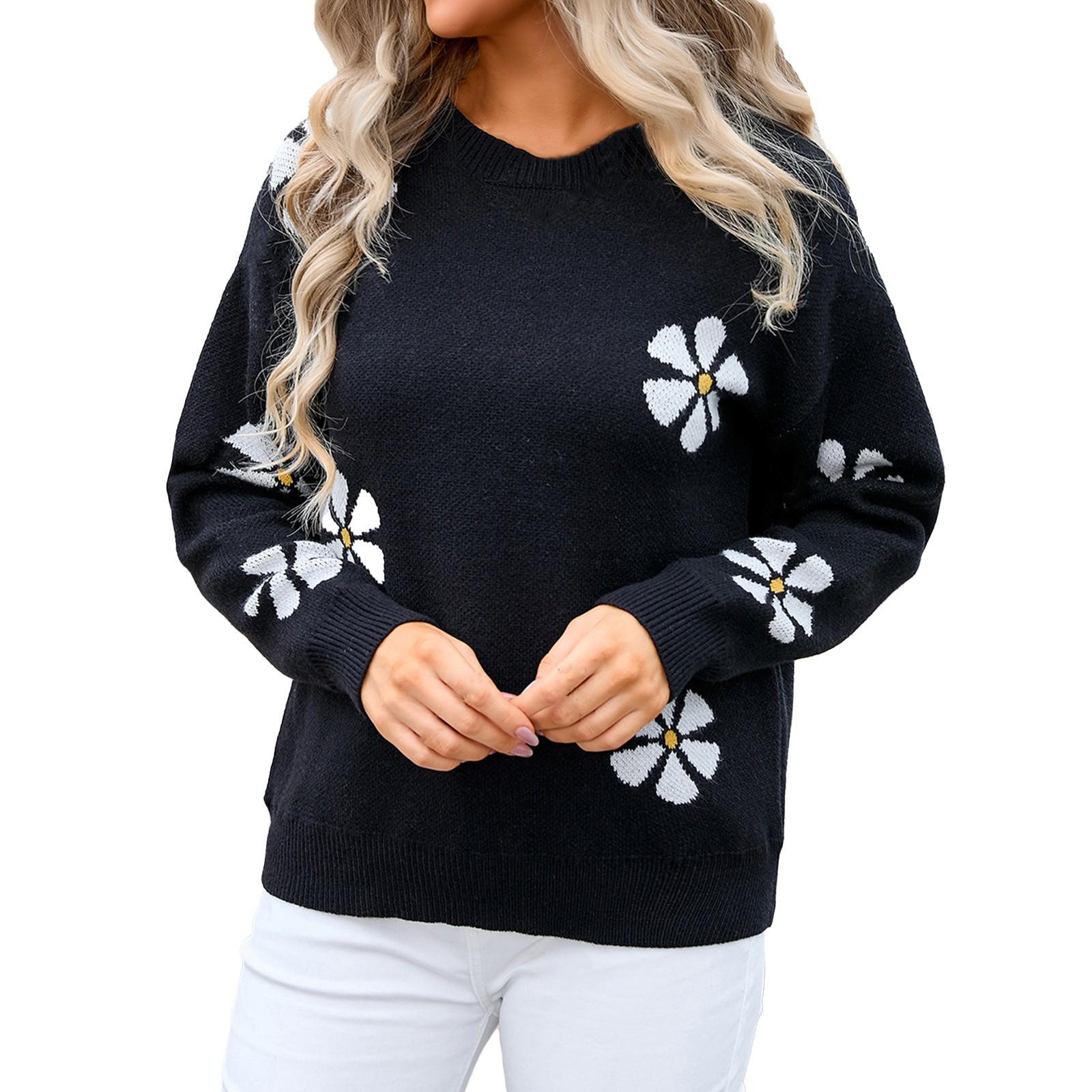 Женский повседневный модный удобный пуловер с круглым вырезом контрастного цвета с цветочным принтом и длинным рукавом уличный тренд вязаный свитер XL чёрный
Женский повседневный модный удобный пуловер с круглым вырезом контрастного цвета с цветочным принтом и длинным рукавом уличный тренд вязаный свитер XL чёрный