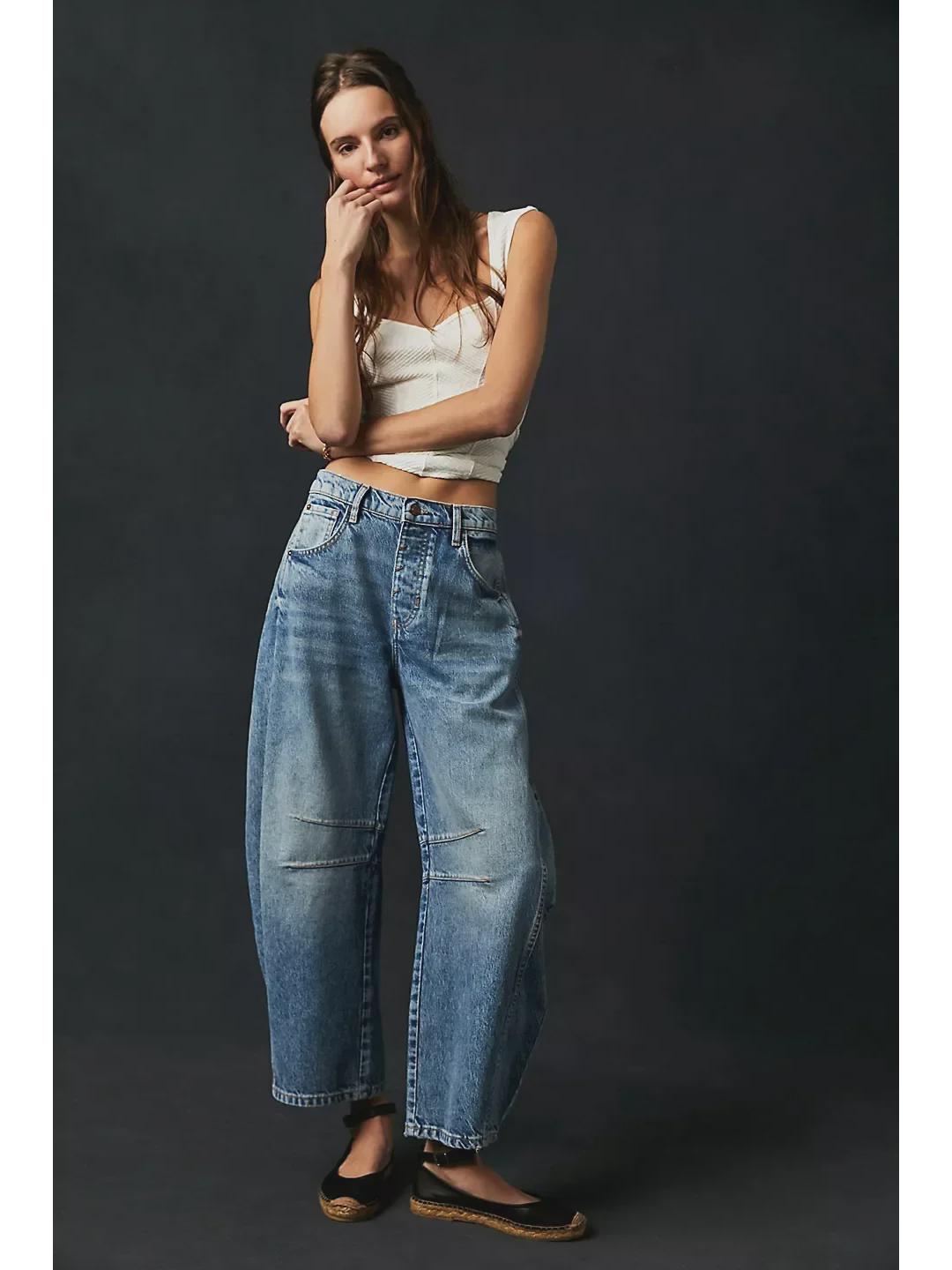 Новая европейско-американская мода: Женские свободные брюки с заниженной талией из выстиранного денима с широкими штанинами
Новая европейско-американская мода: Женские свободные брюки с заниженной талией из выстиранного денима с широкими штанинами