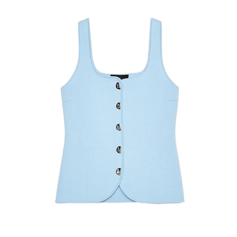 Za Summer Women clothes Irregular Metal Buttons Classic Plain Stitch Tight Square Collar Bra Style Top 5536038 Blue S
Za Summer Women clothes Irregular Metal Buttons Classic Plain Stitch Tight Square Collar Bra Style Top 5536038 Blue S