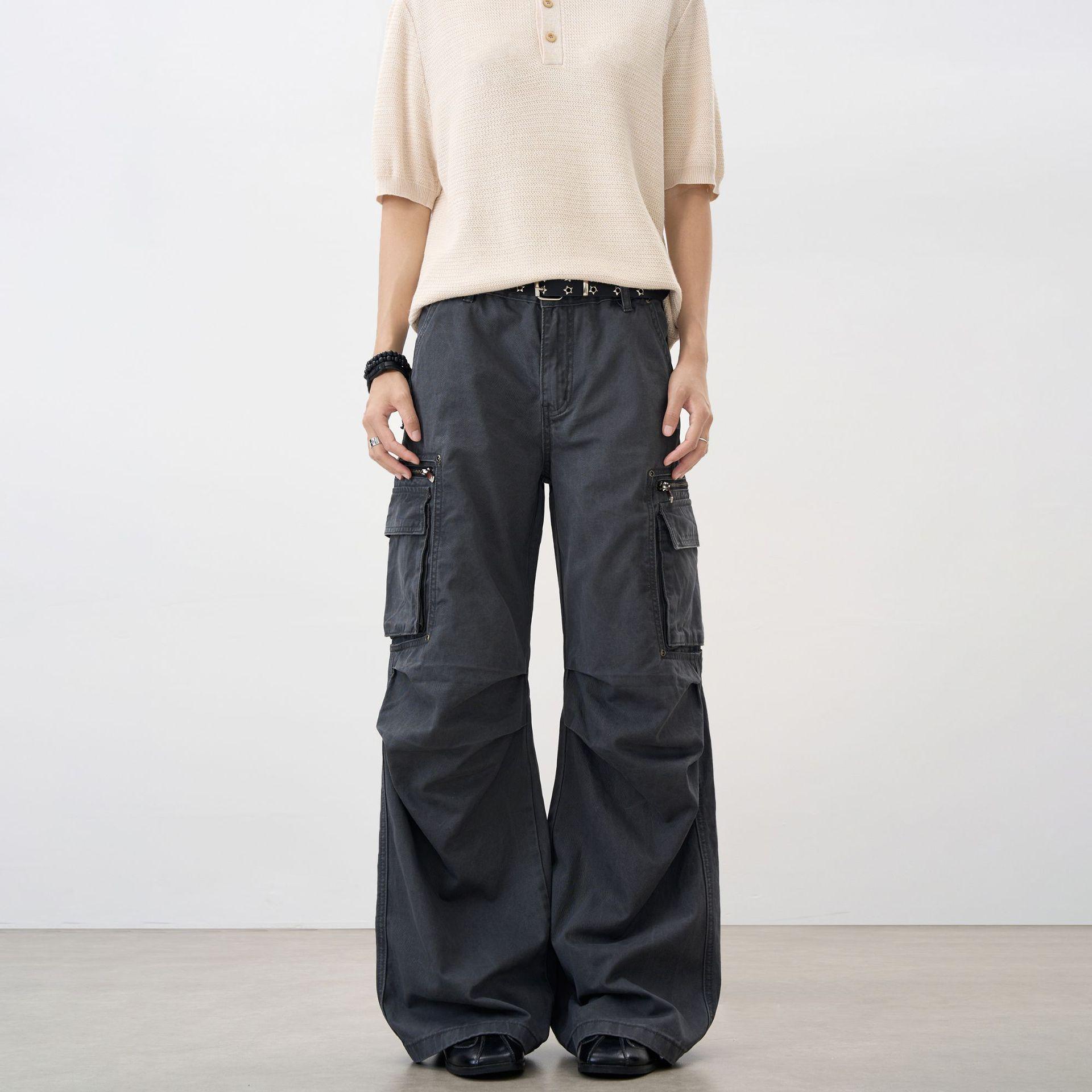 Unisex High Street Pleated Multi-Pocket Cargo Pants - Relaxed Fit, Floor-Length, Trendy Straight Leg Double Extra Large серый
Unisex High Street Pleated Multi-Pocket Cargo Pants - Relaxed Fit, Floor-Length, Trendy Straight Leg Double Extra Large серый