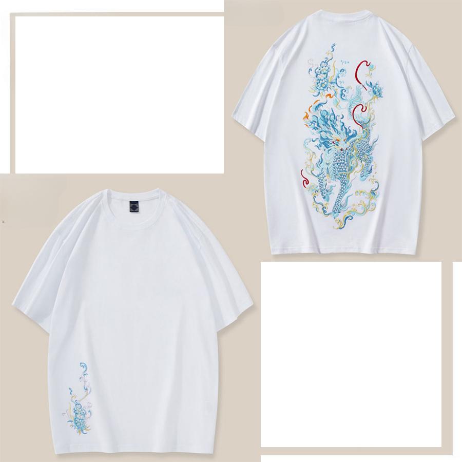 Футболка мужская Kirin Cotton с коротким рукавом, свободная, большого размера, China-Chic, свободная, модный бренд, повседневные топы с круглым вырезом S