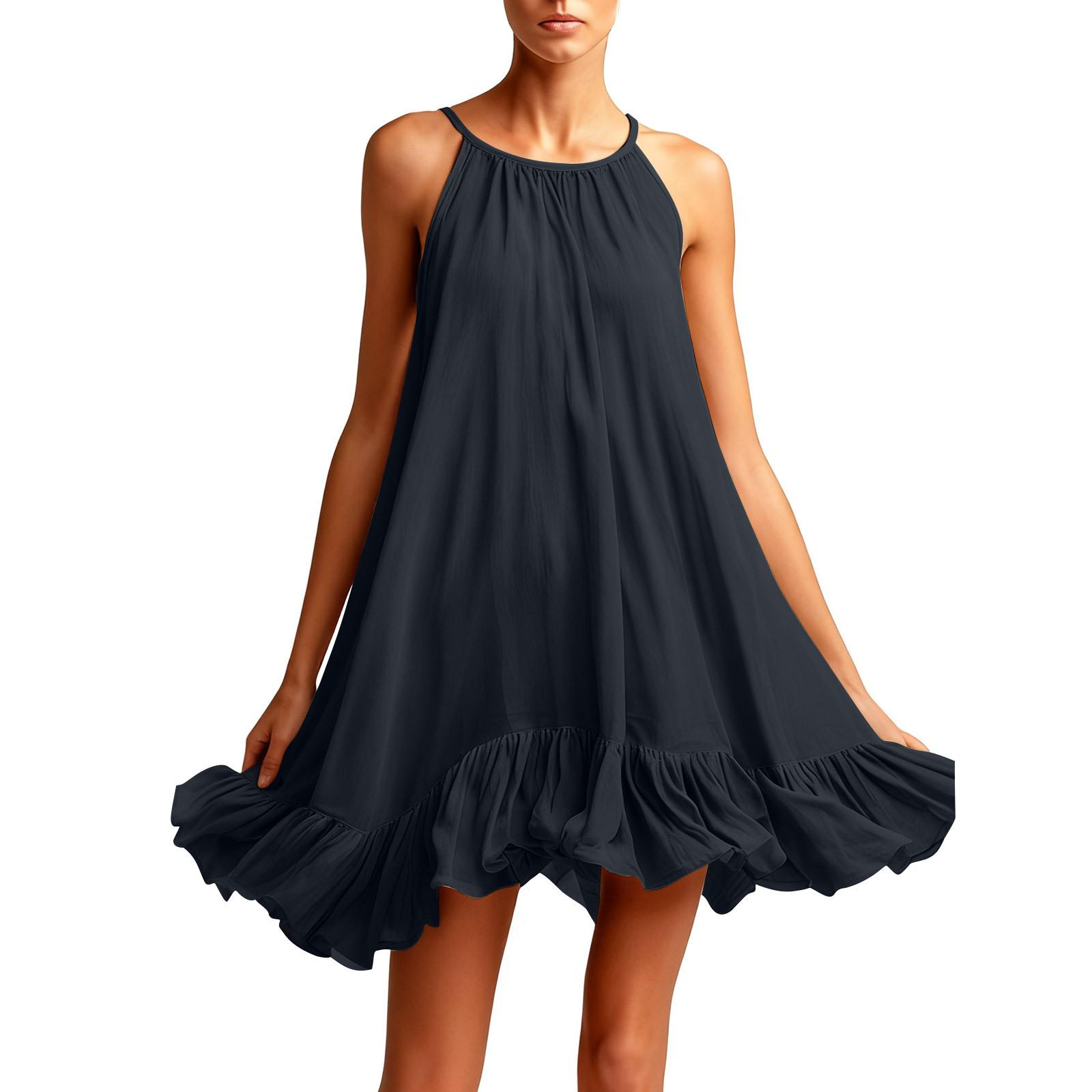 Spring Summer Sleeveless Pleated Halter Vacation Dress for Women Medium темно-синього кольору
Spring Summer Sleeveless Pleated Halter Vacation Dress for Women Medium темно-синього кольору