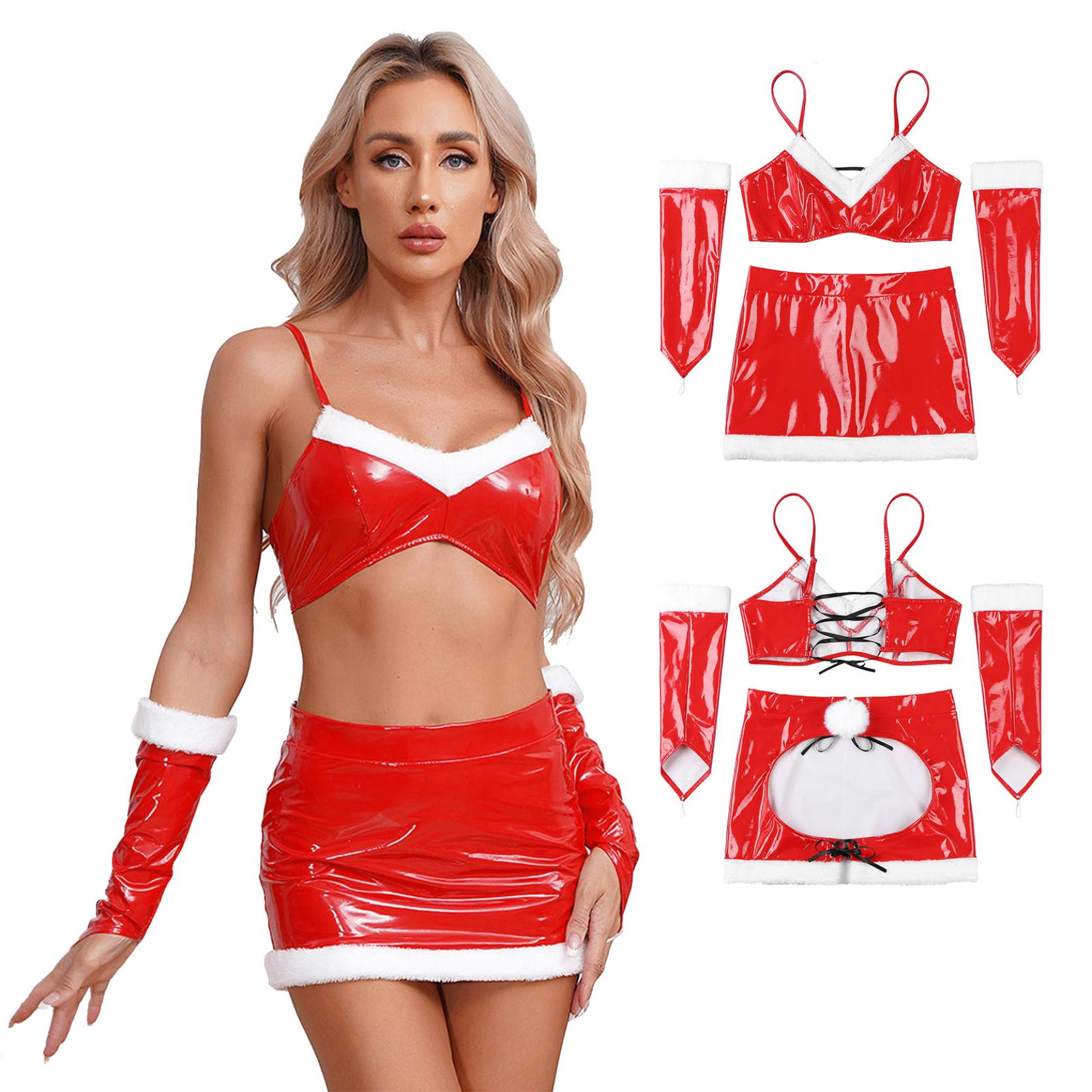 Женский костюм для рождественской вечеринки, кожаный костюм для рождественской вечеринки, комплект нижнего белья для танцев на шесте, одежда для ночного клуба, бюстгальтер, топы с открытой попкой, юбка и перчатки, три предмета
Женский костюм для рождественской вечеринки, кожаный костюм для рождественской вечеринки, комплект нижнего белья для танцев на шесте, одежда для ночного клуба, бюстгальтер, топы с открытой попкой, юбка и перчатки, три предмета