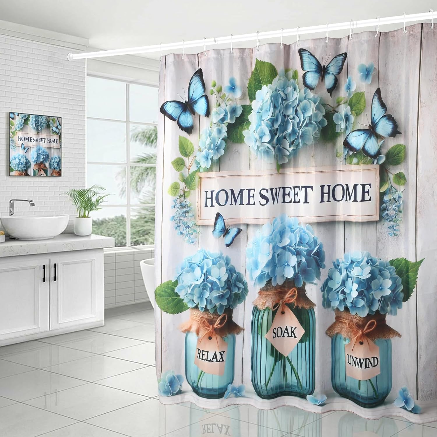 Blue Butterfly Countryside Art Style Waterproof Shower Curtain Suitable for Girls Shower Curtain 90x180CM
Blue Butterfly Countryside Art Style Waterproof Shower Curtain Suitable for Girls Shower Curtain 90x180CM