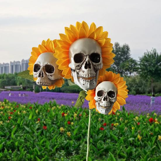 Funny Skeleton Statue Horrified Skull Decor Resin Innovative Stake Faux Sunflower Sculpture
Funny Skeleton Statue Horrified Skull Decor Resin Innovative Stake Faux Sunflower Sculpture