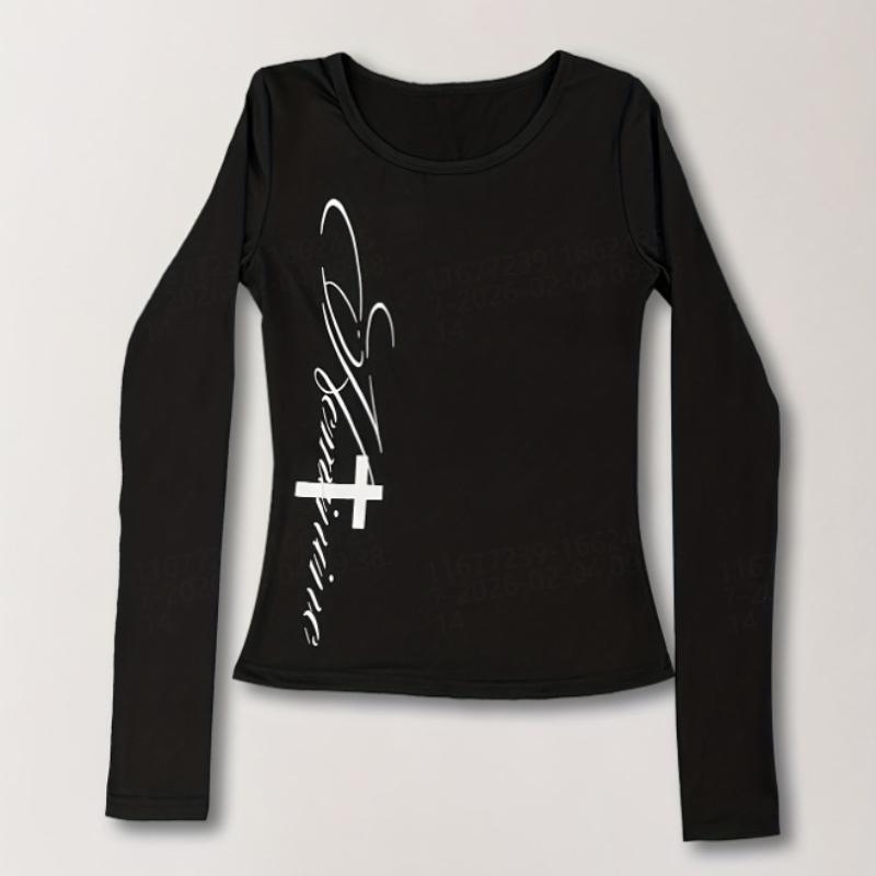 Y2K Autumn long sleeved cross print slim fit casual and fashionable round neck top L чорний
Y2K Autumn long sleeved cross print slim fit casual and fashionable round neck top L чорний