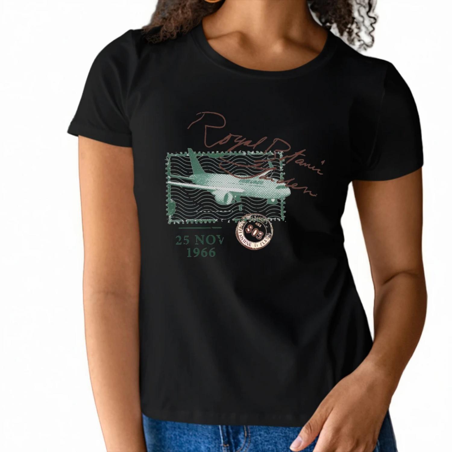 Retro inspired Womens Short Sleeve T Shirt Royal Phantom Design with Airplane Stamp Graphic for a Nostalgic Look S чёрный
Retro inspired Womens Short Sleeve T Shirt Royal Phantom Design with Airplane Stamp Graphic for a Nostalgic Look S чёрный