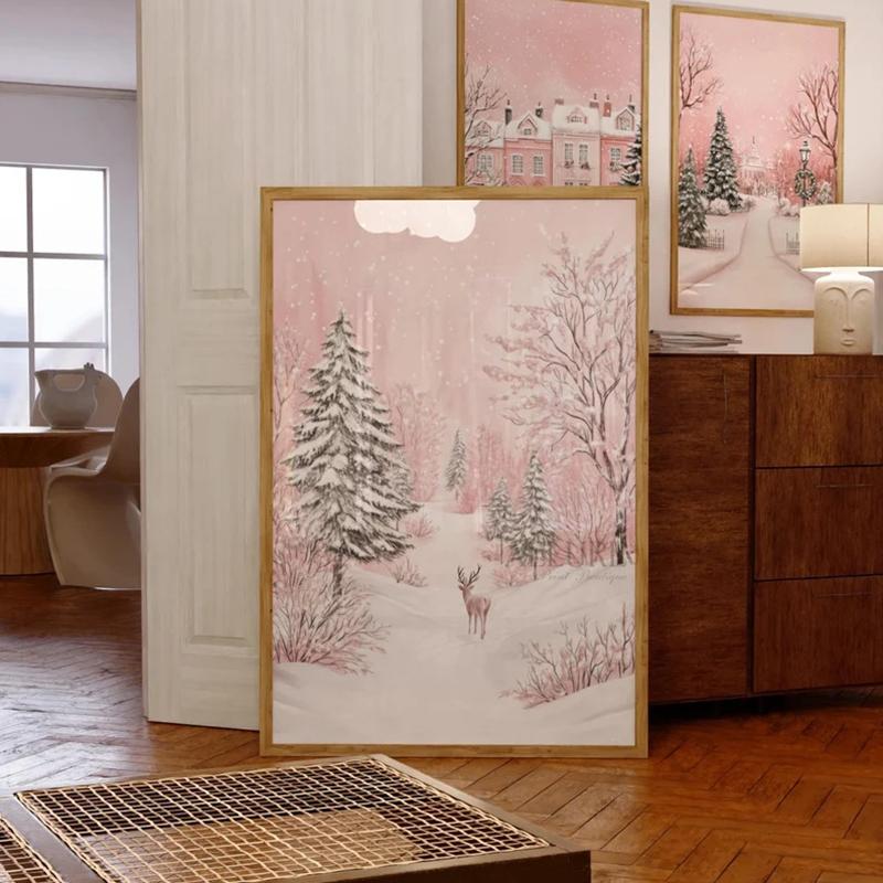 Pink Winter Forest Print, Snowy Christmas Trees Prints, Cute Reindeer Wall Art, Girly Holidays Poster 21X30CMNo Framed
Pink Winter Forest Print, Snowy Christmas Trees Prints, Cute Reindeer Wall Art, Girly Holidays Poster 21X30CMNo Framed