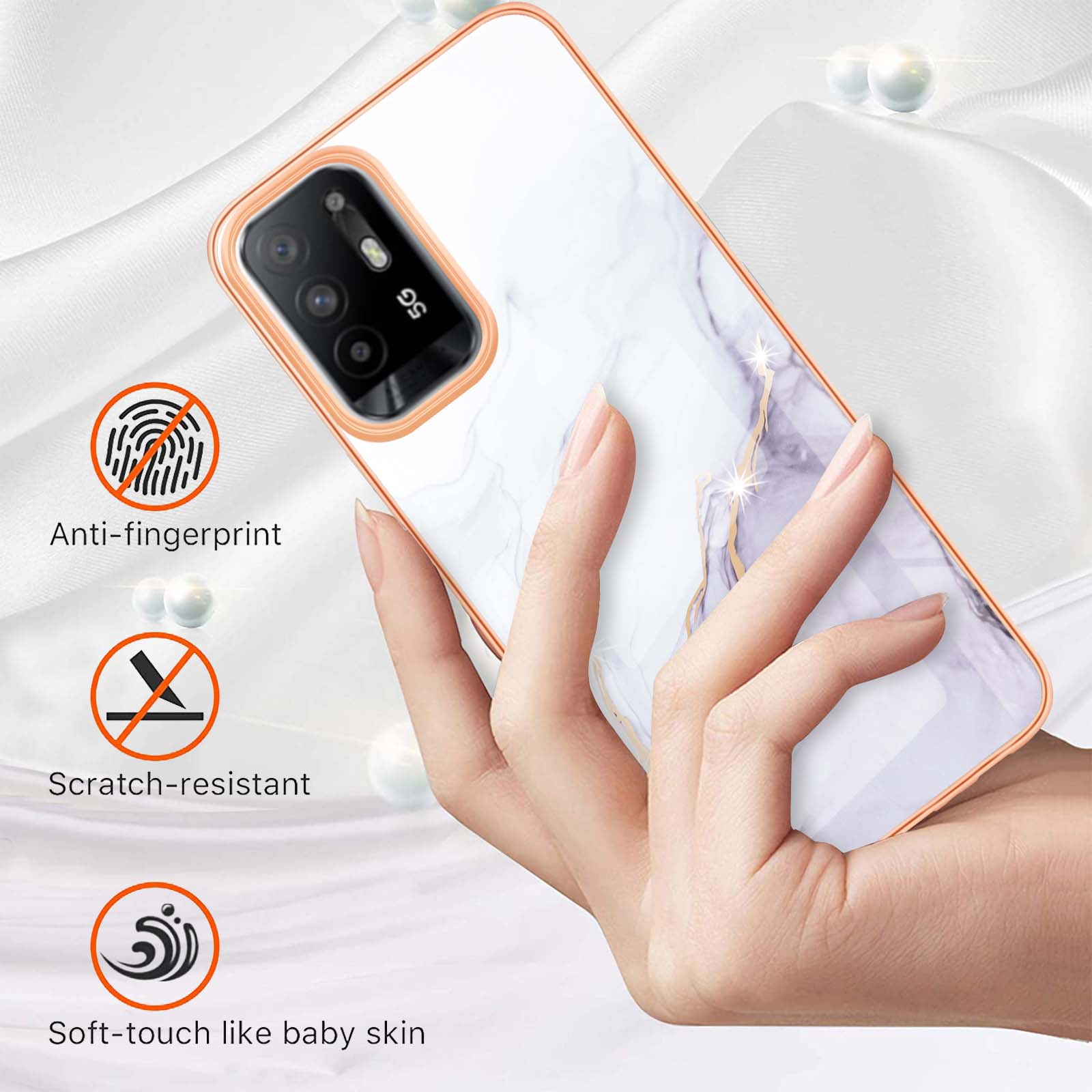 LB3 Series Marble Shockproof Protective Case for Oppo A94 5G/A95 5G,Electroplating IMD Slim Flexible TPU Phone Cover White 006
LB3 Series Marble Shockproof Protective Case for Oppo A94 5G/A95 5G,Electroplating IMD Slim Flexible TPU Phone Cover White 006