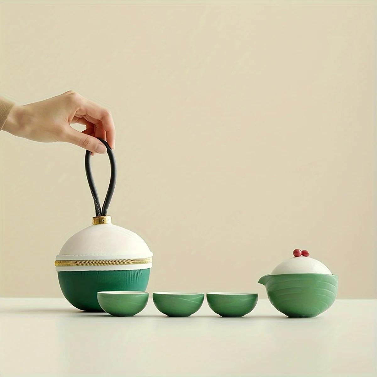 1 Set Of 4pcs Ceramic And Glass Travel Tea Set, Include One Pot And Three Cups, Outdoor Camping Portable Tea Set, Tea Accessorie
1 Set Of 4pcs Ceramic And Glass Travel Tea Set, Include One Pot And Three Cups, Outdoor Camping Portable Tea Set, Tea Accessorie