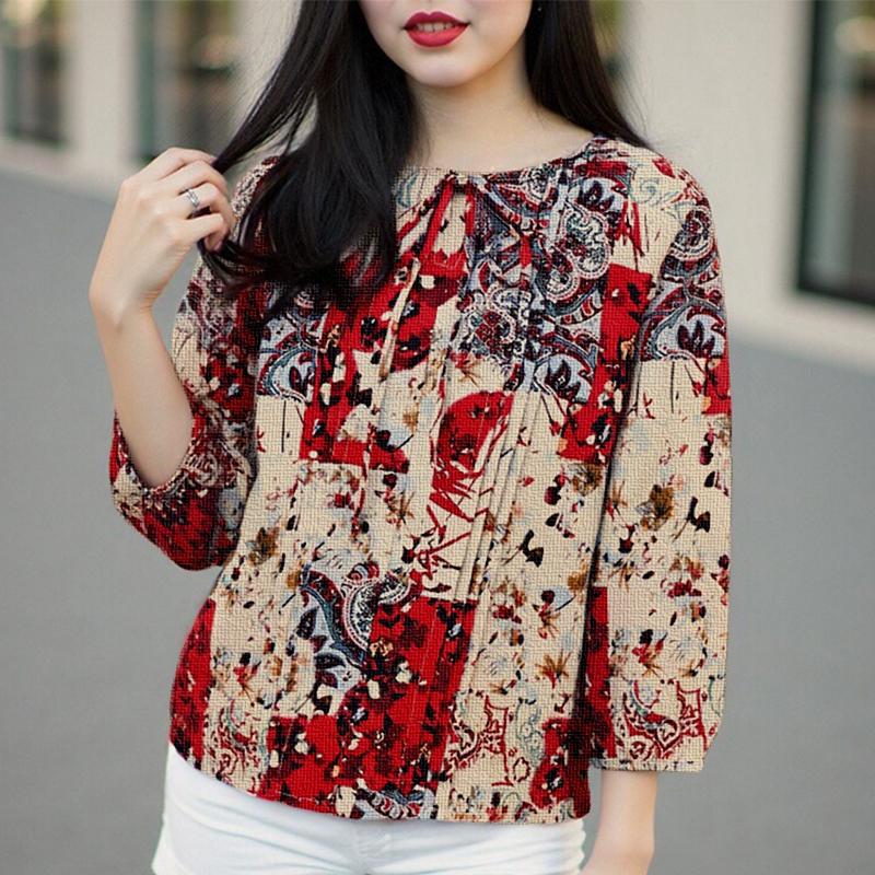 ZANZEA Женская повседневная блузка с круглым вырезом и рукавами 3/4 свободного кроя с этническим принтом 5XL красный
ZANZEA Женская повседневная блузка с круглым вырезом и рукавами 3/4 свободного кроя с этническим принтом 5XL красный
