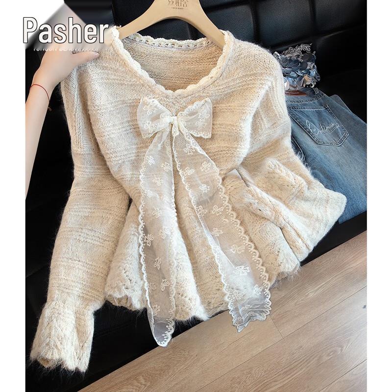 Women s Elegant V-Neck Bow Knit Sweater One Size
Women s Elegant V-Neck Bow Knit Sweater One Size