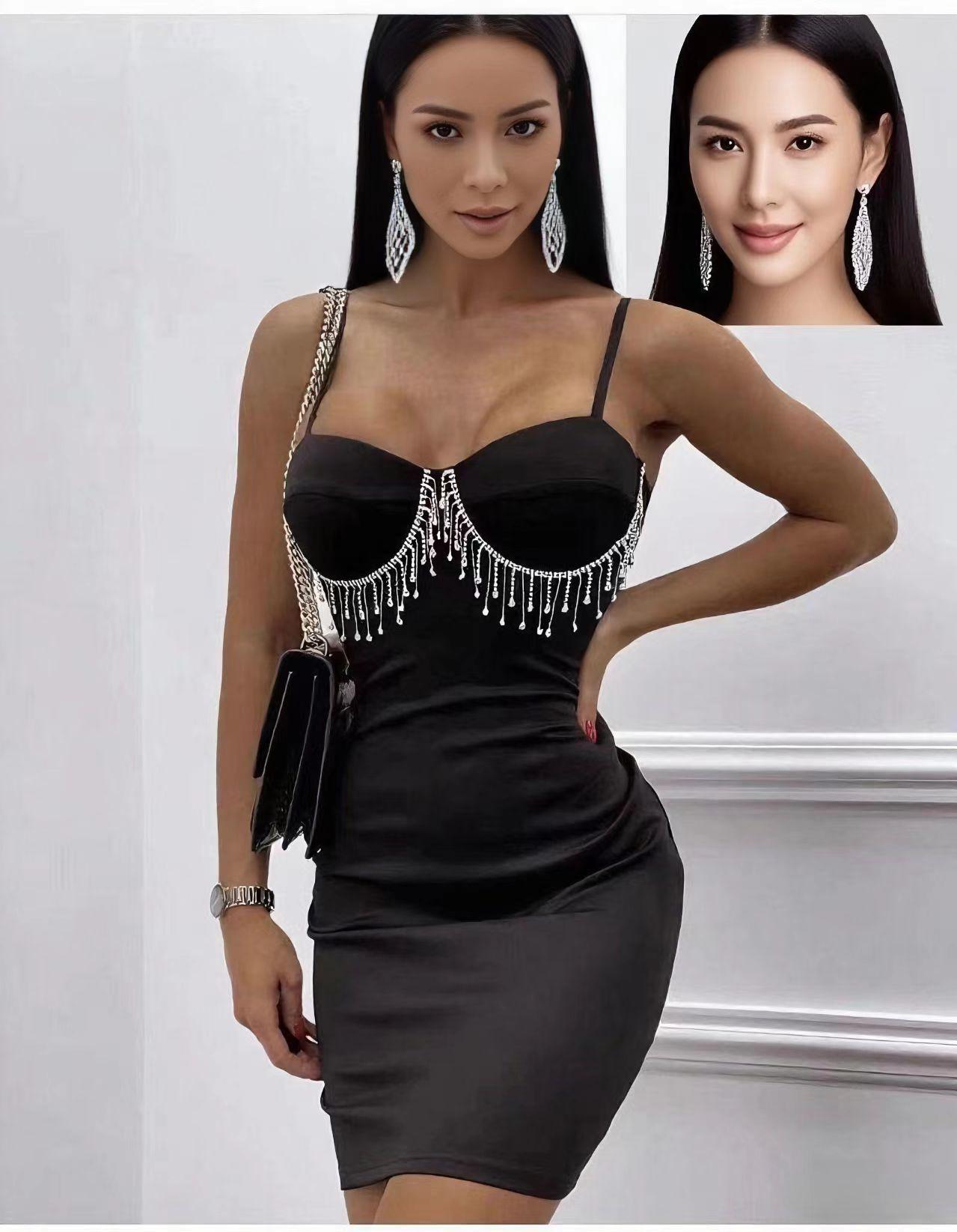 Sexy Tassel Studded Backless Spaghetti Strap Bandage Dress Small чорний
Sexy Tassel Studded Backless Spaghetti Strap Bandage Dress Small чорний
