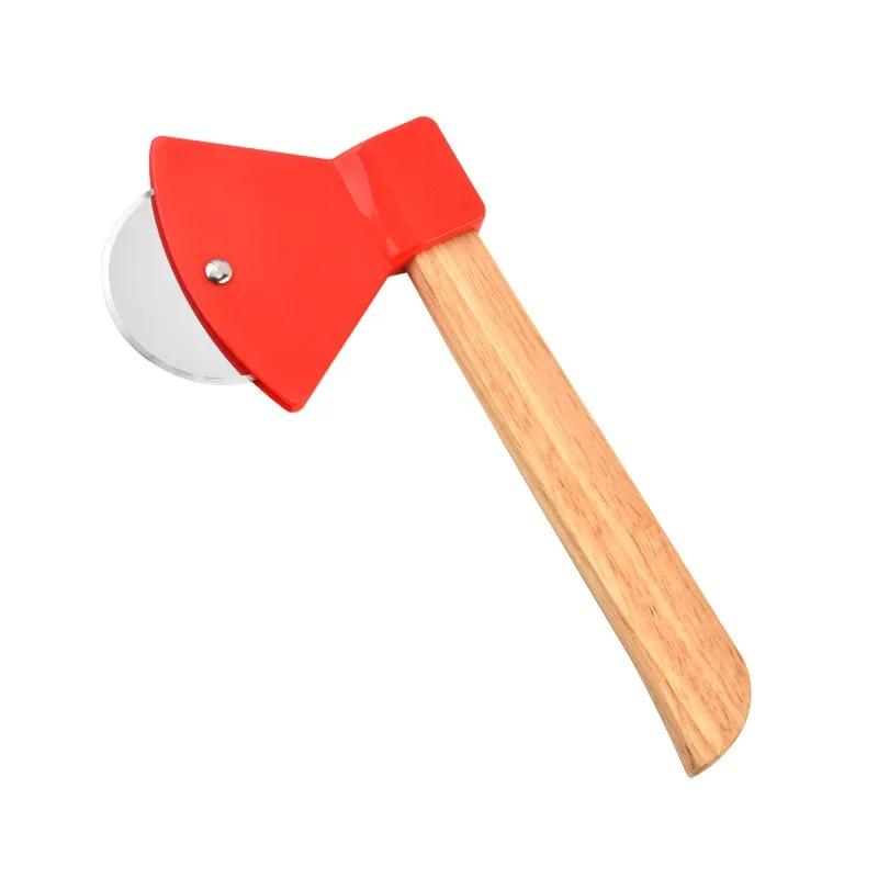 Пицца Топор из нержавеющей стали Резак для пиццы Деревянная ручка Инструмент для выпечки Одноколесный резак для пирогов Резак для пиццы Кухонные принадлежности