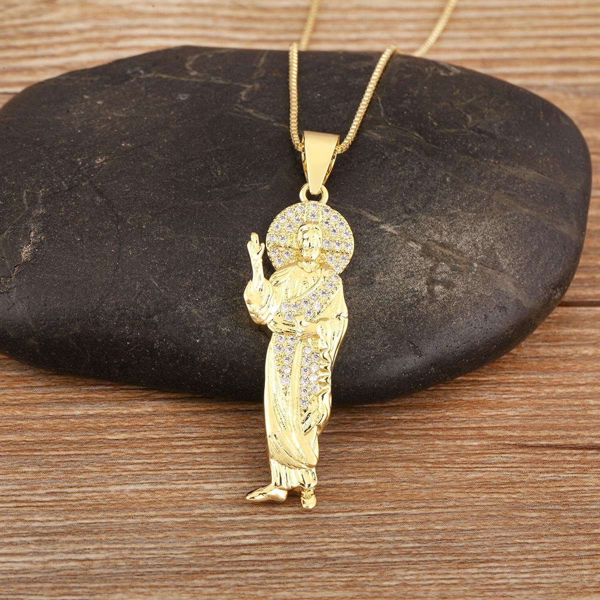 Nidin New Retro Religious Style Virgin Mary/St. Jude Pendant Necklace For Women Men Pave Shiny Crystal Zircon Everyday Jewelry
Nidin New Retro Religious Style Virgin Mary/St. Jude Pendant Necklace For Women Men Pave Shiny Crystal Zircon Everyday Jewelry