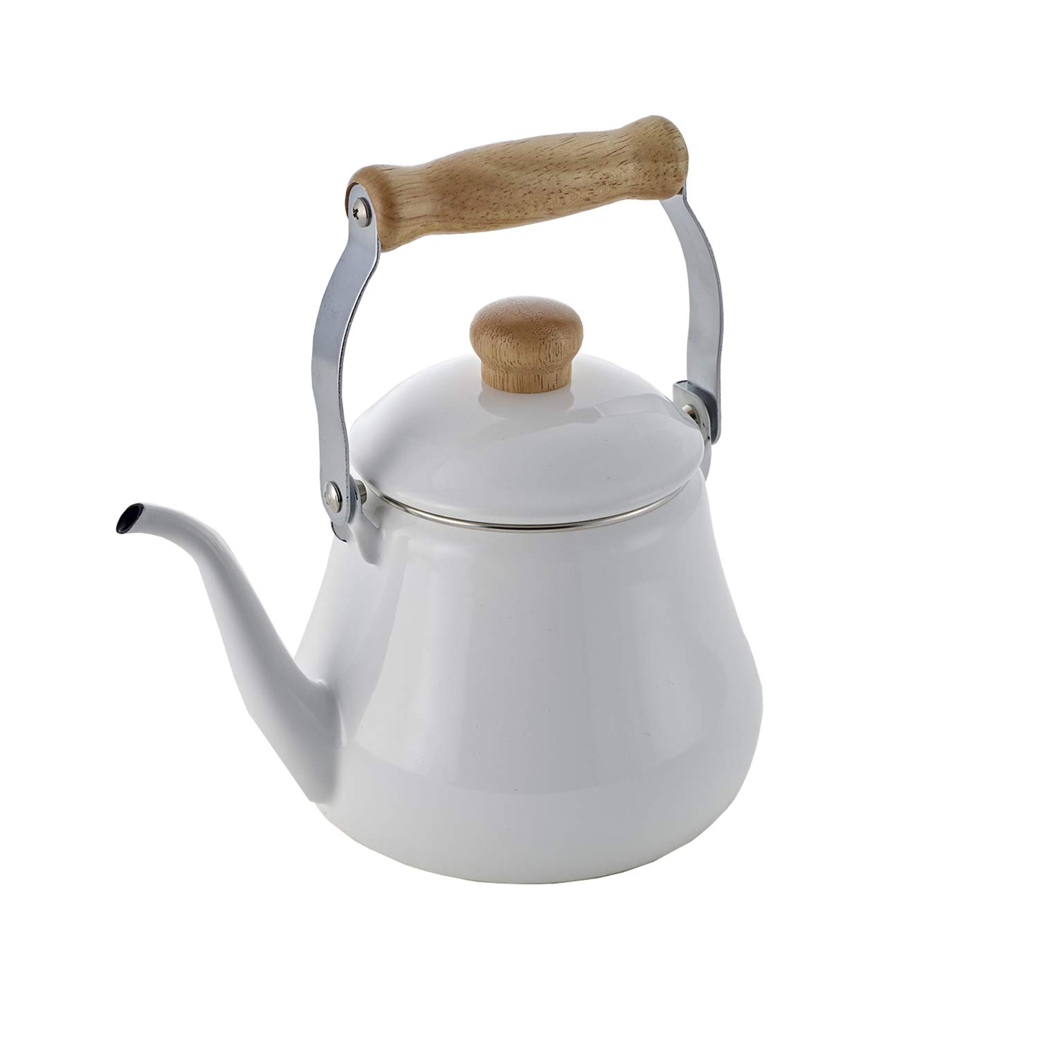 Fuji Enamel Drip Kettle, Induction Compatible, 1.5L (White)