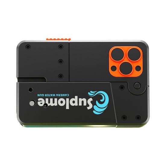 Складная игрушка-стрелялка для воды в форме телефона, летняя уличная двойная садовая лужайка, пляжная розетка для воды, игрушка-сквирт чёрный