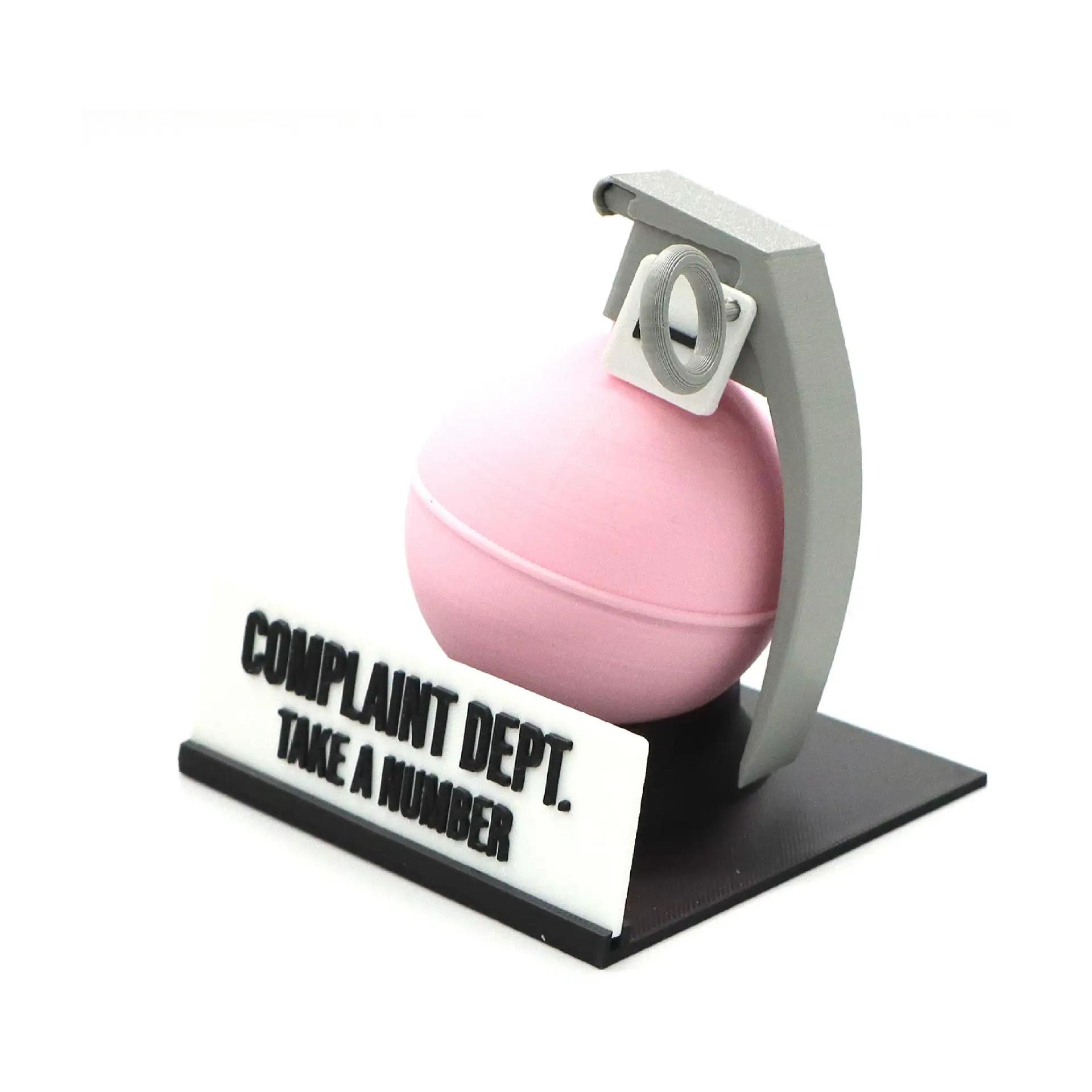 3D Printed Funny Grenade Complaint Department Desk Sign Prank Gag Gift Novelty Office Desk Decoration for Coworkers Home Deco
3D Printed Funny Grenade Complaint Department Desk Sign Prank Gag Gift Novelty Office Desk Decoration for Coworkers Home Deco
