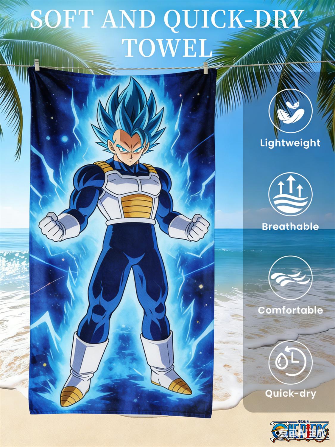 Dragon Ball Beach Towel, Anime Fan Favorite Vegeta Super Saiyan Blue Print Quick-Dry Towel for Beach, Pool and Anime Enthusiasts W40*H60(CM)
Dragon Ball Beach Towel, Anime Fan Favorite Vegeta Super Saiyan Blue Print Quick-Dry Towel for Beach, Pool and Anime Enthusiasts W40*H60(CM)