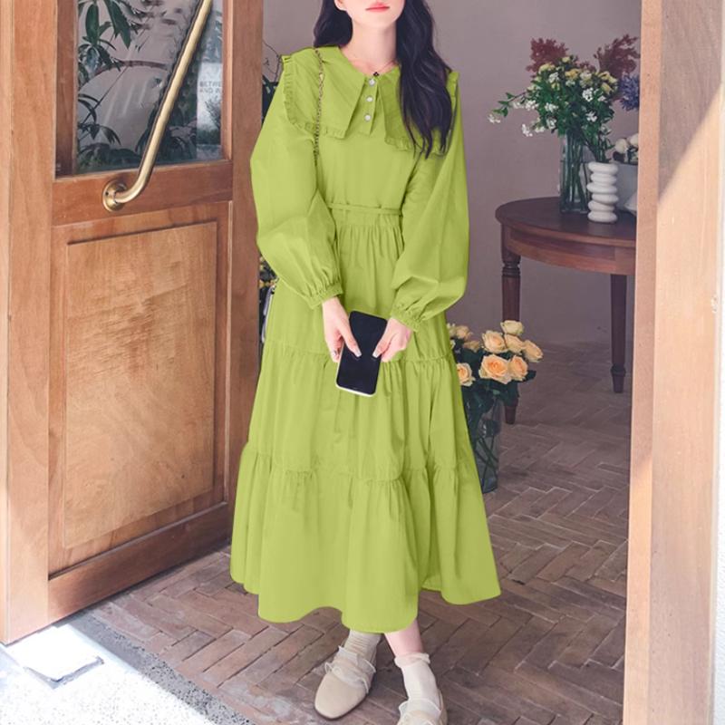 VONDA Женские платья А-силуэта с длинными рукавами и оборками-лацканами 4XL зелёный
VONDA Женские платья А-силуэта с длинными рукавами и оборками-лацканами 4XL зелёный