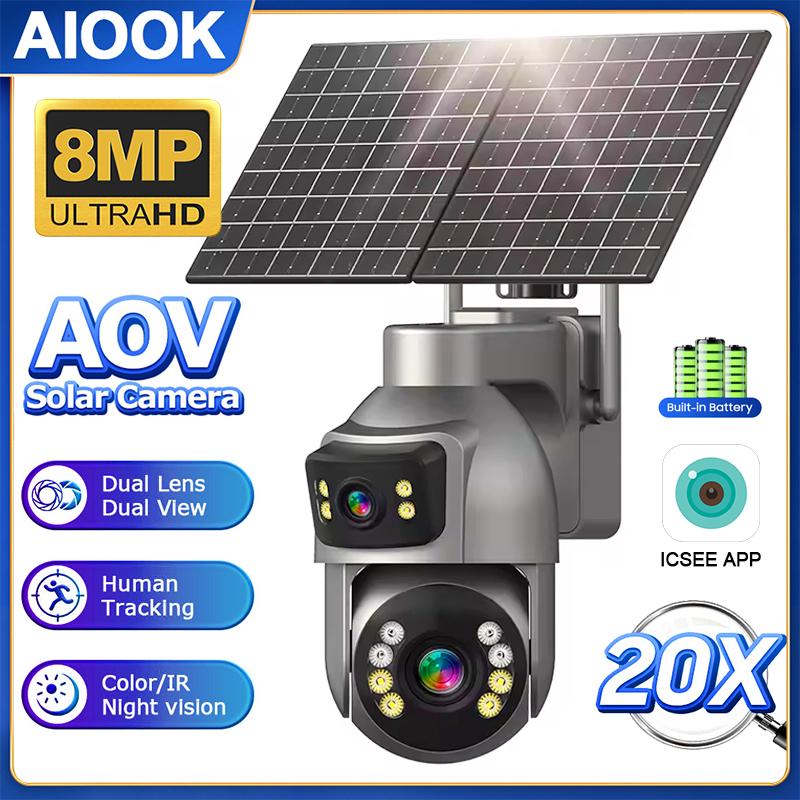 AIOOK ICSEE Solar Camera 16000mAH 4G Dual Lens HD 8MP 4K 20X ZOOM IP CCTV Two-way Intercom Night Vision Outdoor IP66 Waterproof camera
AIOOK ICSEE Solar Camera 16000mAH 4G Dual Lens HD 8MP 4K 20X ZOOM IP CCTV Two-way Intercom Night Vision Outdoor IP66 Waterproof camera