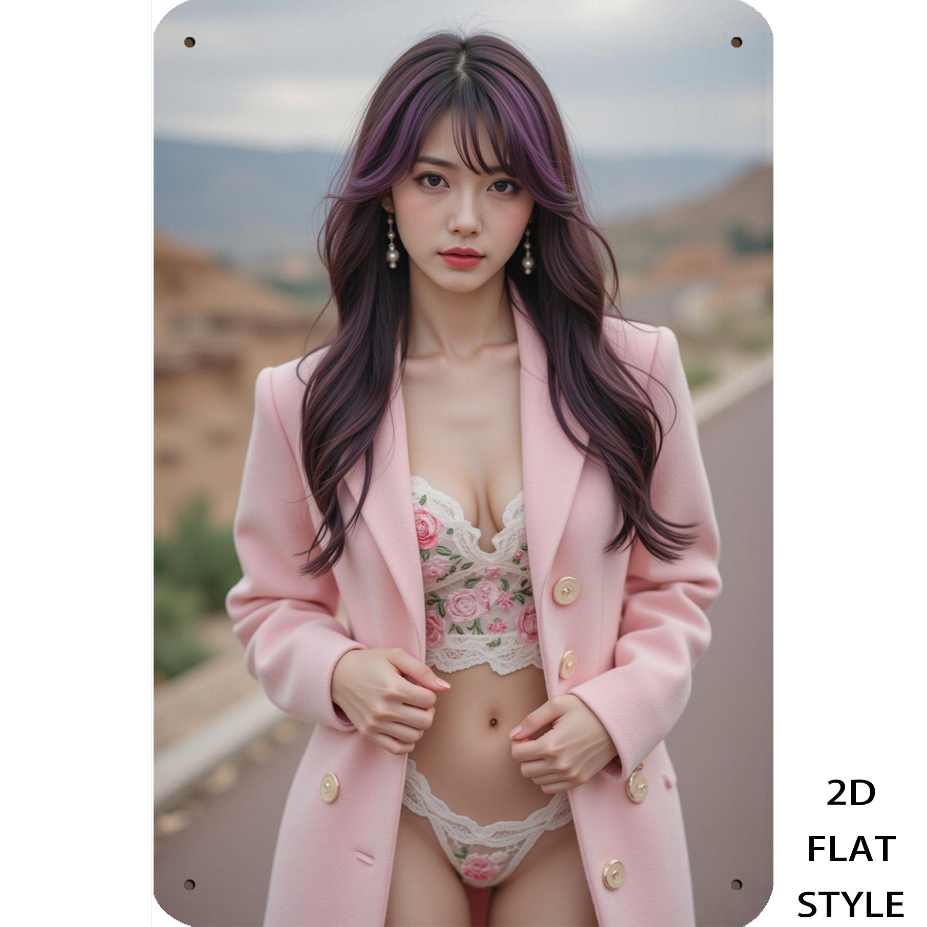 Elegant Purple Hair Asian Beauty in Pink Coat Floral Lingerie Tin Sign D Flat Style Retro Metal Wall Art Vintage Pin Up Gir 20x30cm(7.8x11.8inch)
Elegant Purple Hair Asian Beauty in Pink Coat Floral Lingerie Tin Sign D Flat Style Retro Metal Wall Art Vintage Pin Up Gir 20x30cm(7.8x11.8inch)