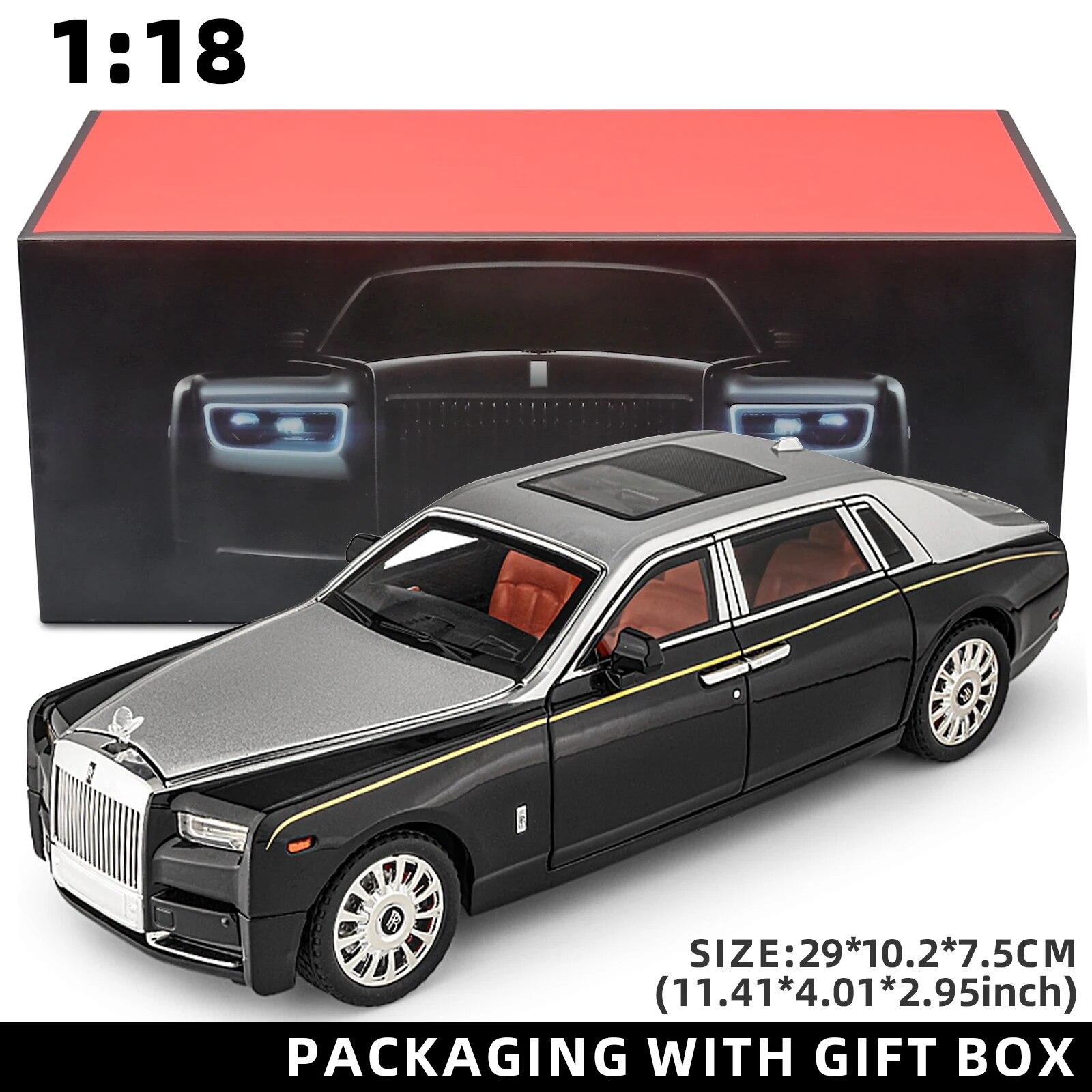 1:18 Модель автомобиля Rolls-Royce Phantom, игрушечная литая машинка из цинкового сплава со звуком и светом, реалистичная модель для моделирования
1:18 Модель автомобиля Rolls-Royce Phantom, игрушечная литая машинка из цинкового сплава со звуком и светом, реалистичная модель для моделирования