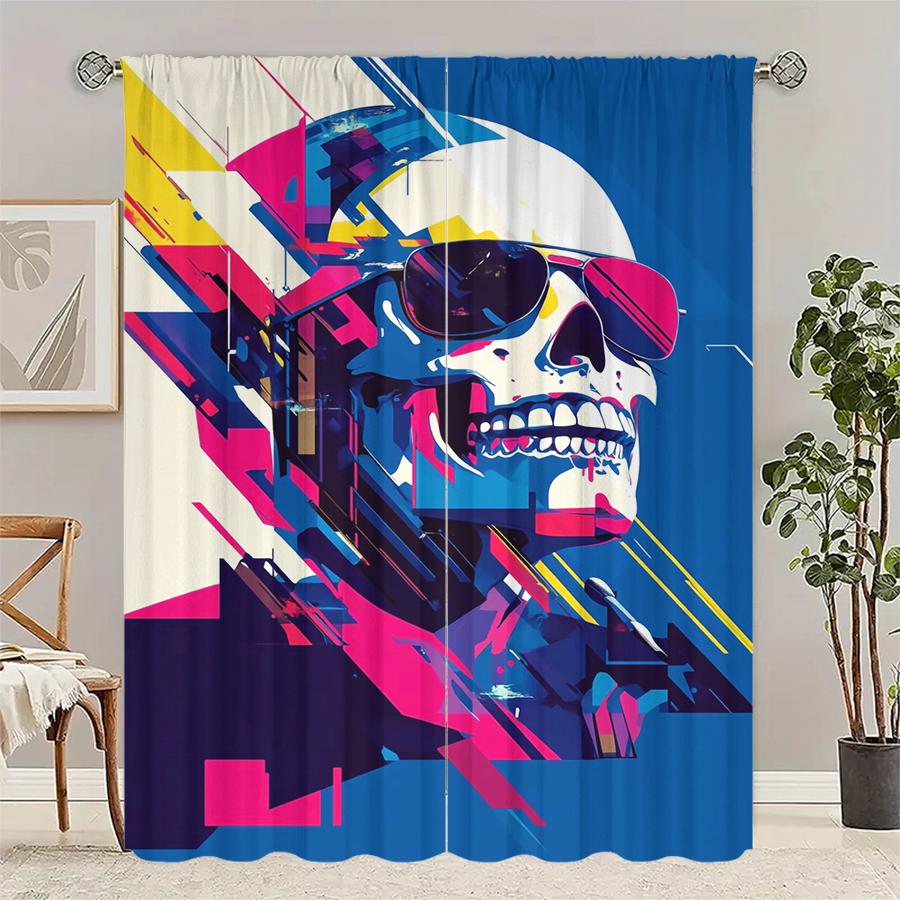 Set Of 2 Cool Skull Print Curtains Suitable Bedroom Living Room Kitchen Decoration Home Window Made Polyester Area Treatment W100*H70(CM)-Hooks&2PCS
Set Of 2 Cool Skull Print Curtains Suitable Bedroom Living Room Kitchen Decoration Home Window Made Polyester Area Treatment W100*H70(CM)-Hooks&2PCS