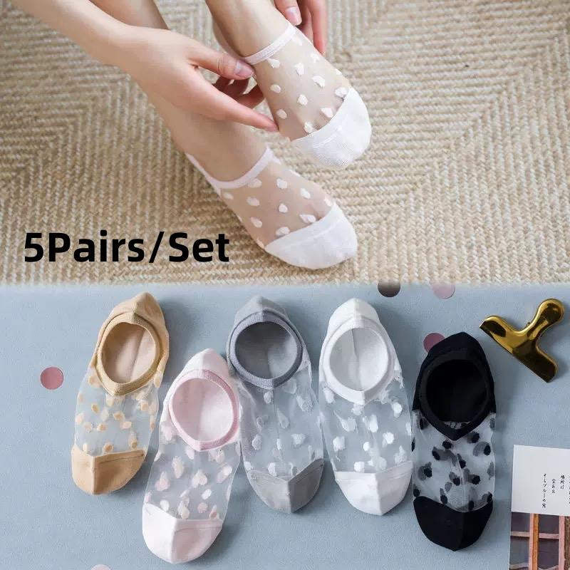 5Pairs/Set Summer Woman Silk Socks Ankle Lace Ultra-thin Girl Transparent Glass Fiber Fashion dot socks Harajuku Cute Style New free size
5Pairs/Set Summer Woman Silk Socks Ankle Lace Ultra-thin Girl Transparent Glass Fiber Fashion dot socks Harajuku Cute Style New free size