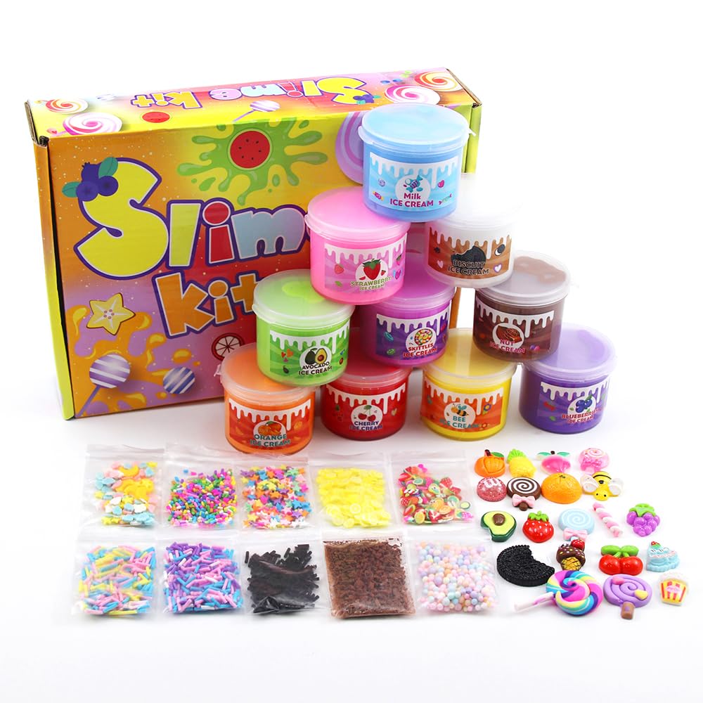 Slime made by combining different sweet educational arts and Pop Cube Slime Kit materials; scent; squishy, DIY, toy, crafts; (10-pack)
Slime made by combining different sweet educational arts and Pop Cube Slime Kit materials; scent; squishy, DIY, toy, crafts; (10-pack)