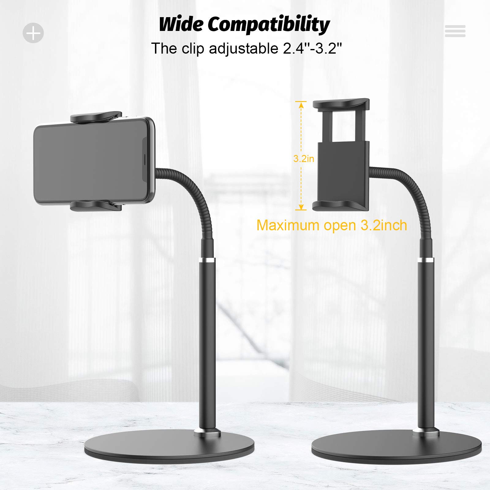 Flexible Gooseneck Phone Holder Stand 360 Degrees Rotating Desktop Phone Bracket Black
Flexible Gooseneck Phone Holder Stand 360 Degrees Rotating Desktop Phone Bracket Black