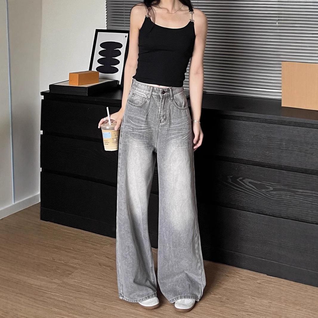Women s American Mocha Gray Wide-Leg Jeans: Summer Retro High Street Loose Fit, Versatile Long Mop Pants L сірий колір
Women s American Mocha Gray Wide-Leg Jeans: Summer Retro High Street Loose Fit, Versatile Long Mop Pants L сірий колір