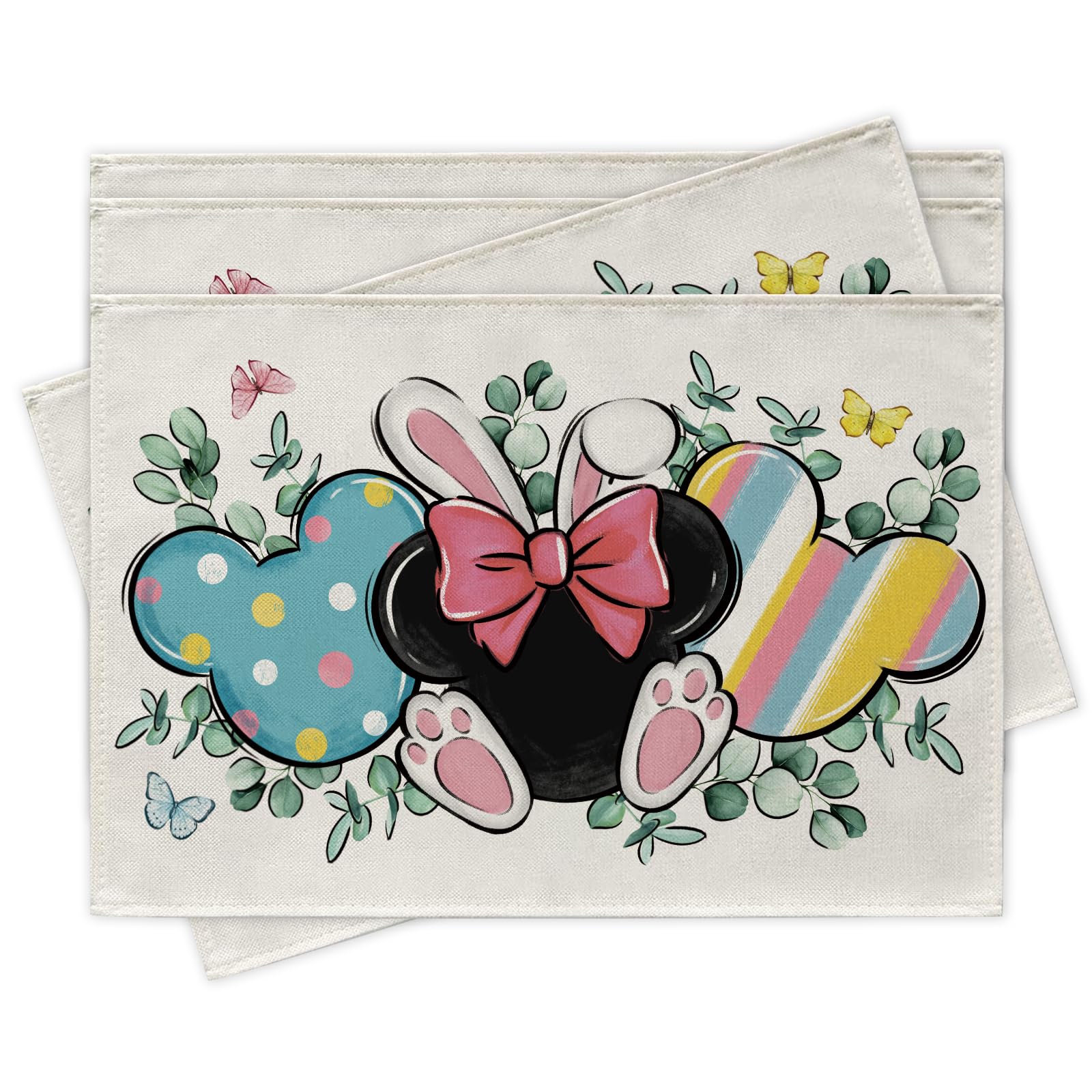 Easter Placemats Set of 4, Bunny Rabbit Ears Colorful Stripes Dining Place Mats Table Decor 4Pcs-12 X18
Easter Placemats Set of 4, Bunny Rabbit Ears Colorful Stripes Dining Place Mats Table Decor 4Pcs-12 X18